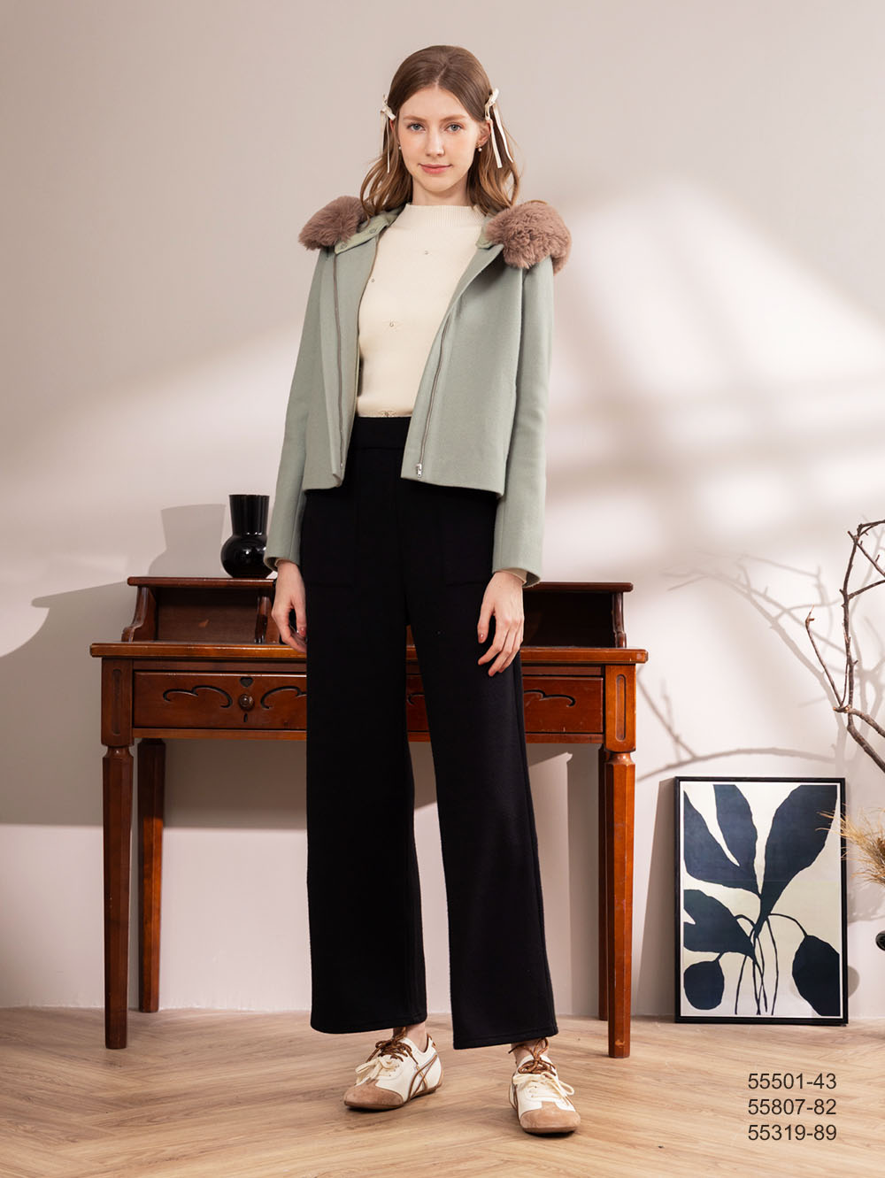 休閒造型口袋長褲-黑色