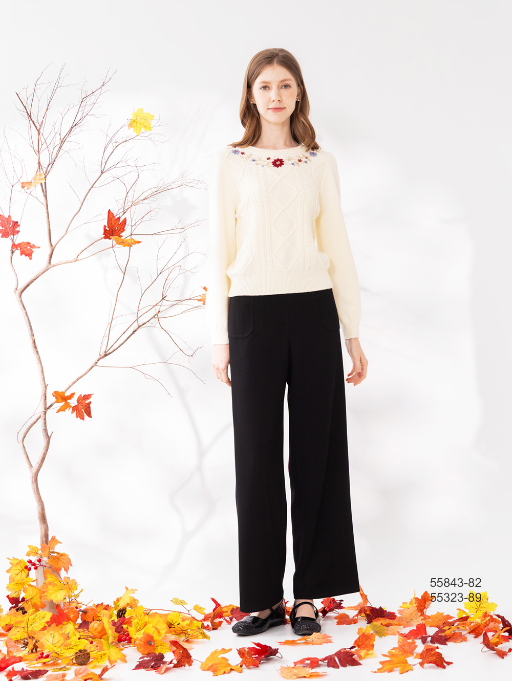 休閒日常彈力寬褲-黑色