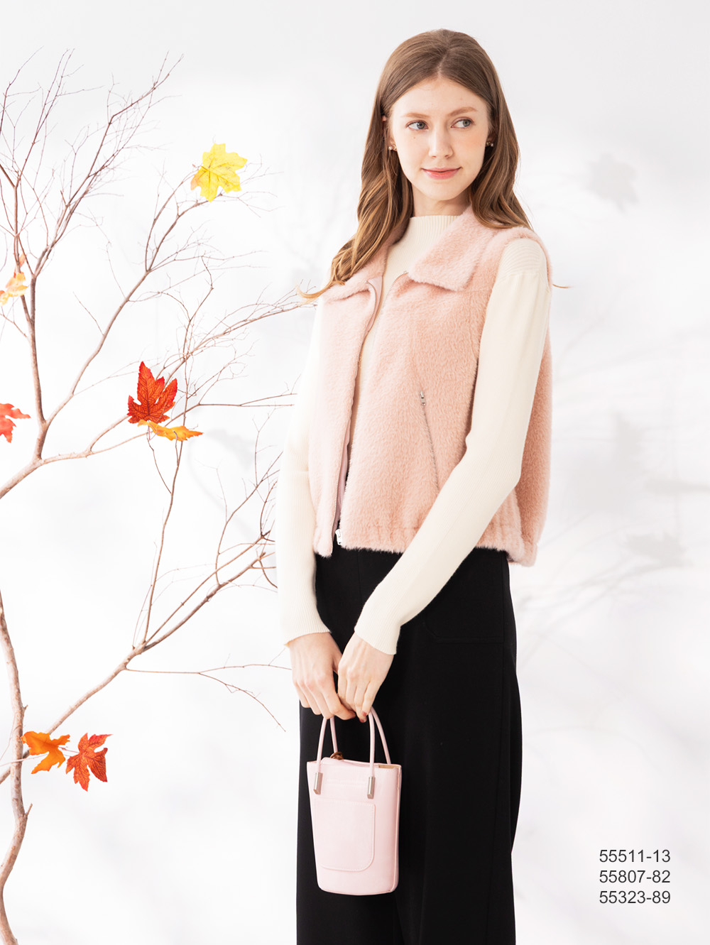 暖暖毛背心外套-粉色