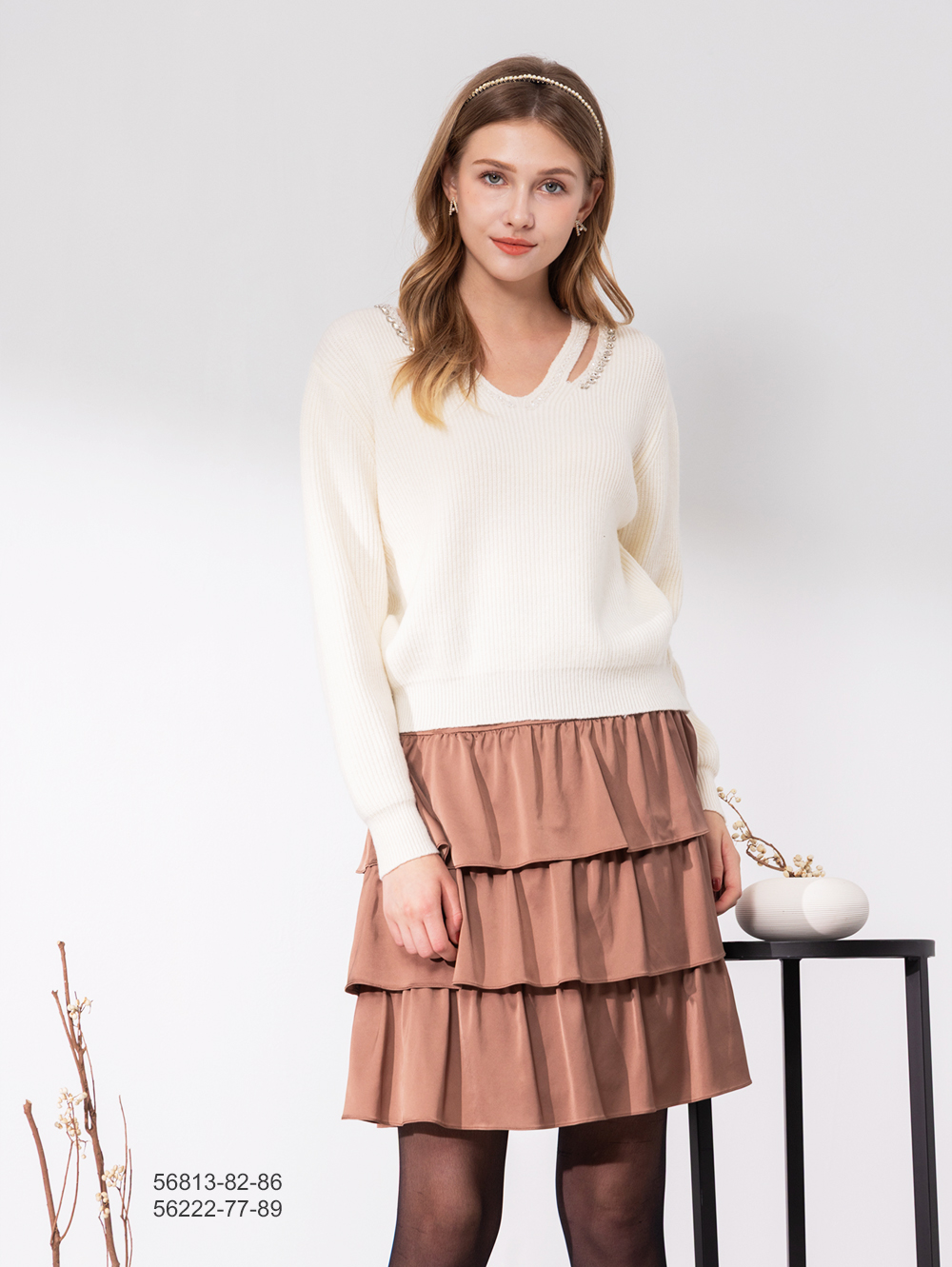 雅致小細褶蛋糕裙-咖啡色