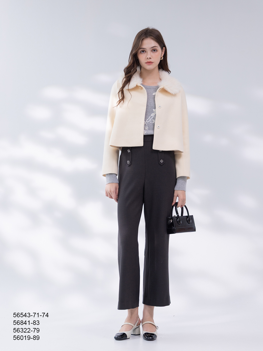 造型雙排釦寬褲-咖啡色