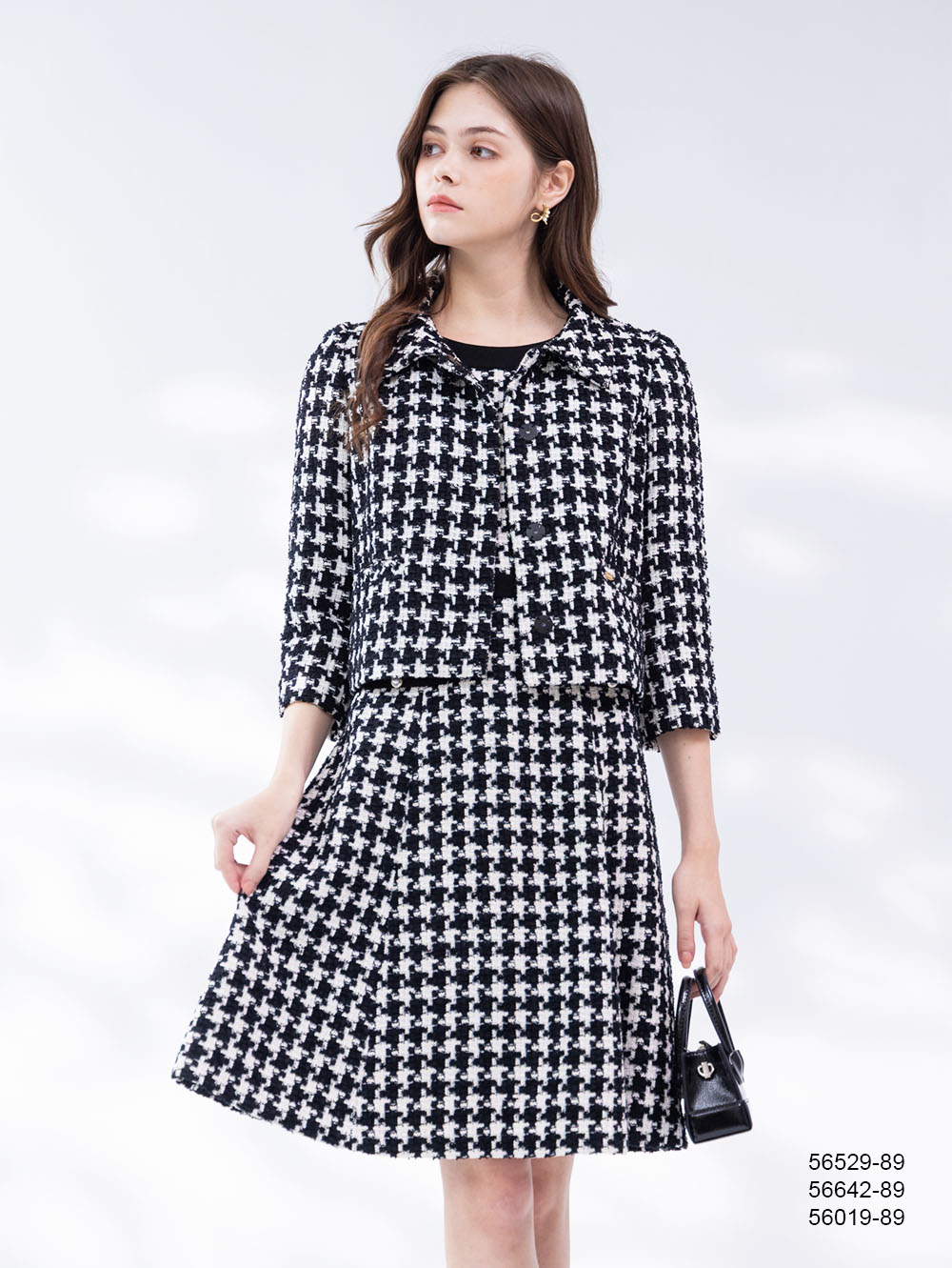 冬暖千鳥格紋外套-黑色