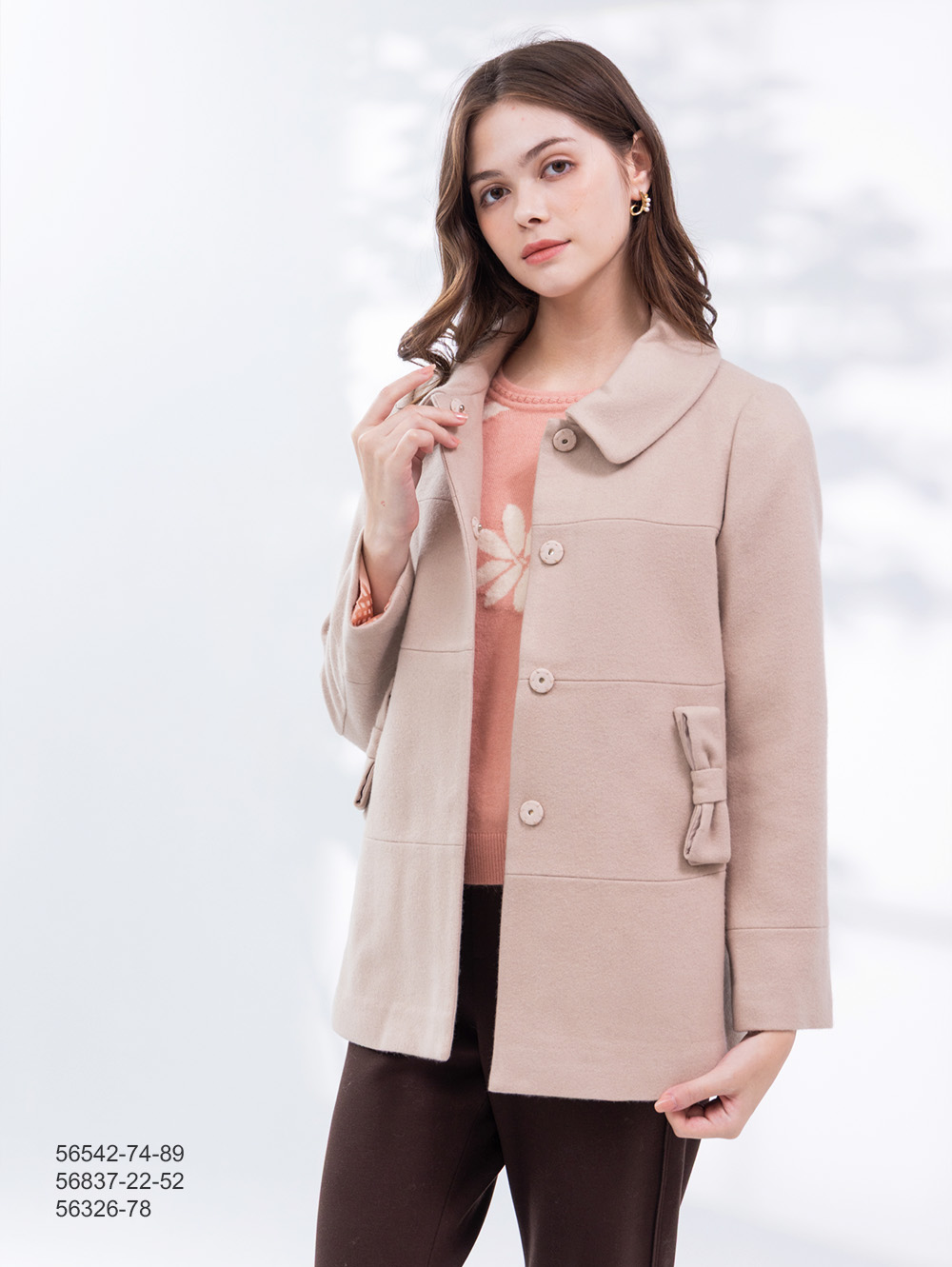 法式暖羊毛外套-淺卡其