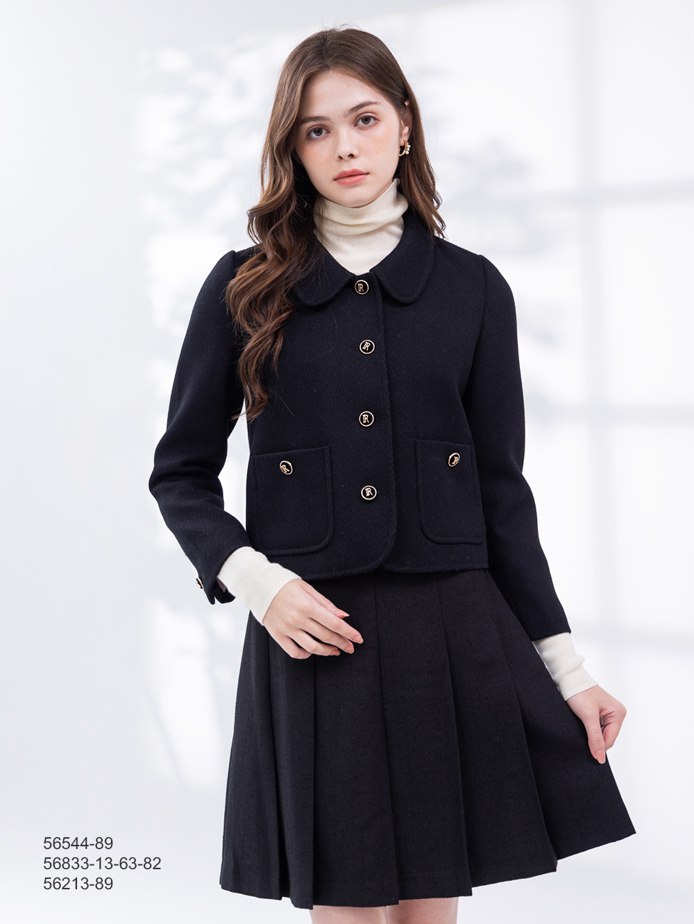 百搭暖羊釦飾外套-黑色