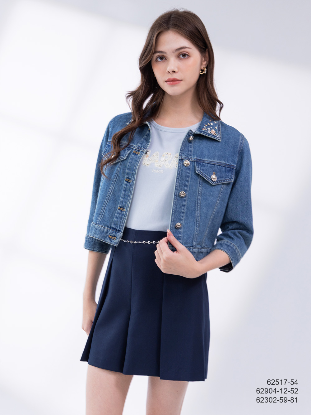 雅致腰鍊飾打褶短褲-夜藍色